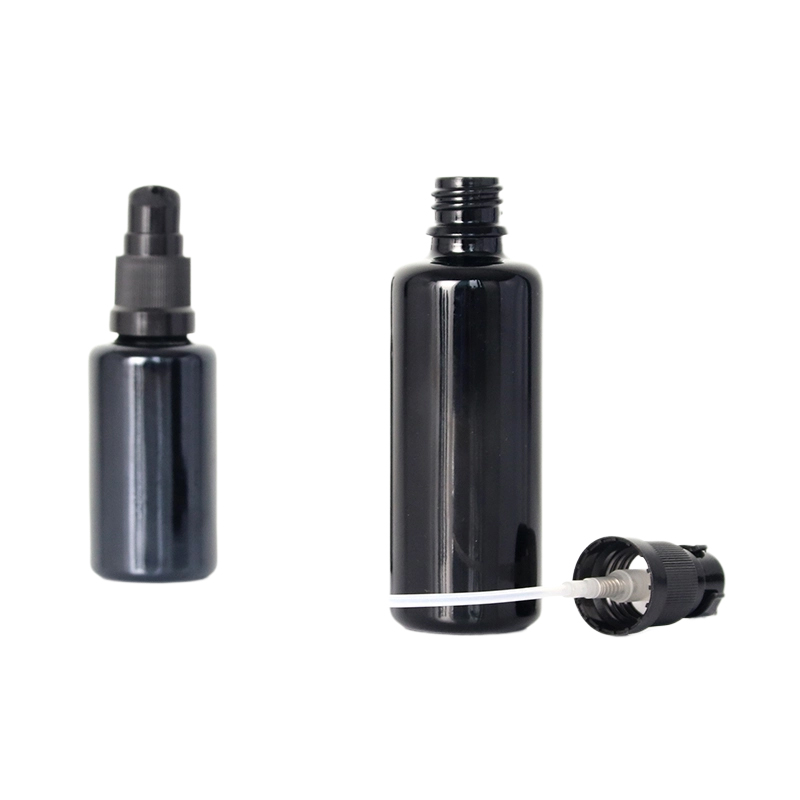 Empty Opaque Black Glass Pump Lotion Bottle