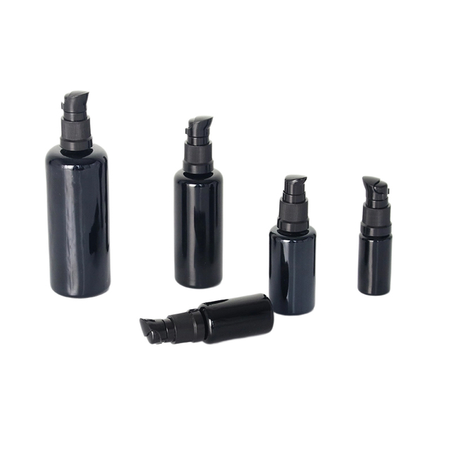 Empty Opaque Black Glass Pump Lotion Bottle