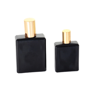 Women's Black Rectangle-Shaped Perfume Bottle with Golden Cap