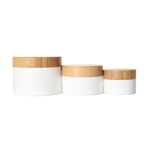 Natural Bamboo Lid White PP Cream Jar