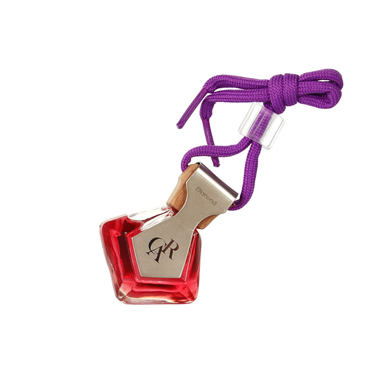 Mini size hanging car perfume bottle wooden and metal lid multiple shapes bottles for fragrance