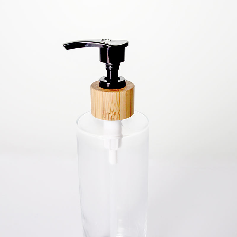 Glass Lotion Bottle with Bamboo Pump