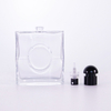 Flat Perfume Bottle with Circle on The Center Black Plastic Lid