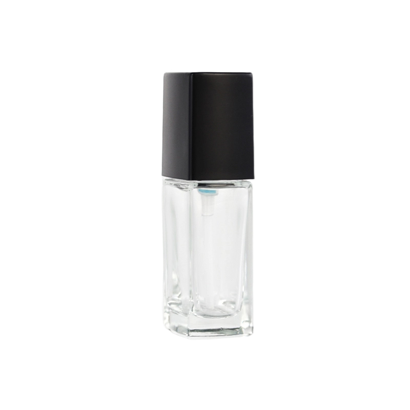 Small Square Glass Lotion Bottle with Matte Black Plastic Lids