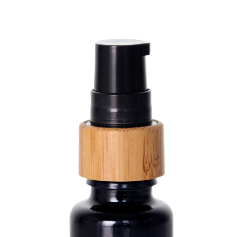 Black Bamboo Pump Glass Essential Oil Bottle