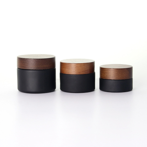 Matte Black Glass Jars with Bamboo Lids Wholesale