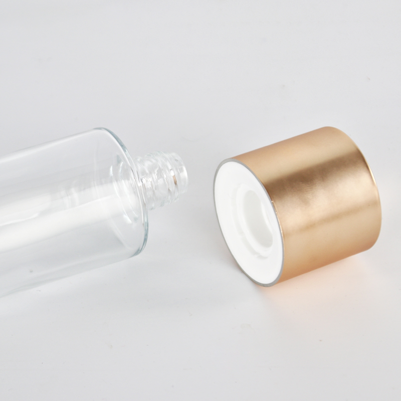 200ml clear glass toner bottle with golden screw lid