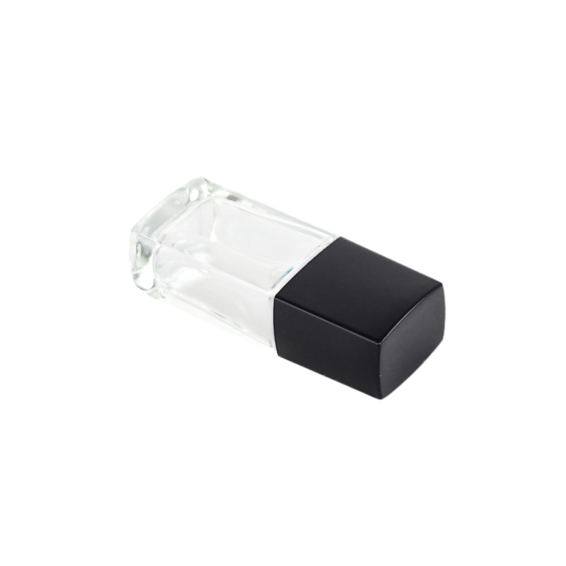 Small Square Glass Lotion Bottle with Matte Black Plastic Lids