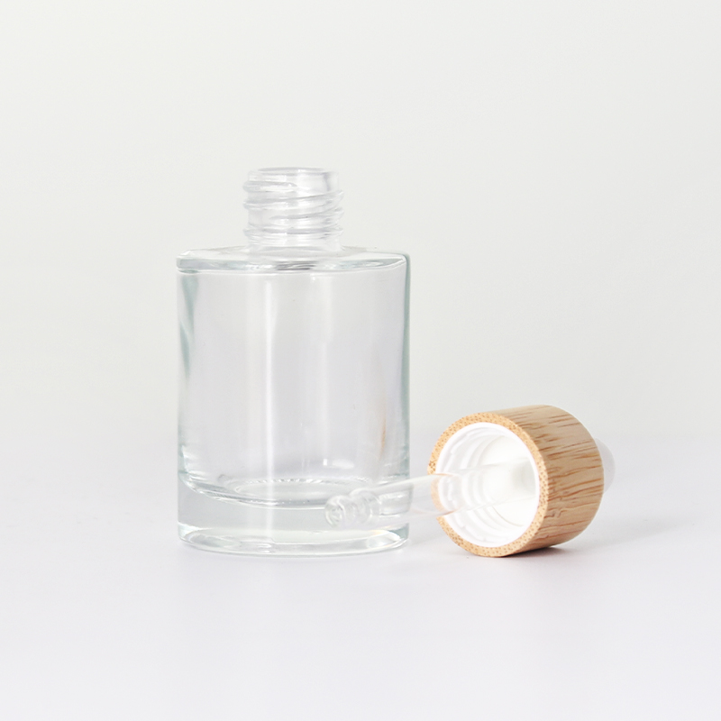 Clear Glass Bamboo Lotion Bottle with Bamboo Pump Dispenser