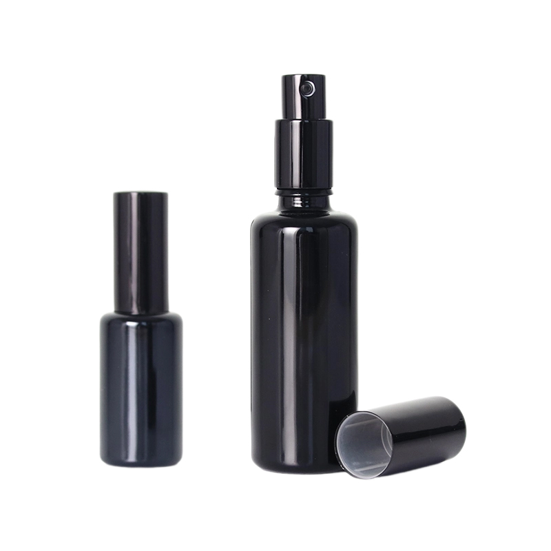 Opaque Black Glass Massage Lotion Pump Bottle