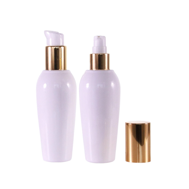 Luxury White Glass Lotion Bottle with Gold Pump