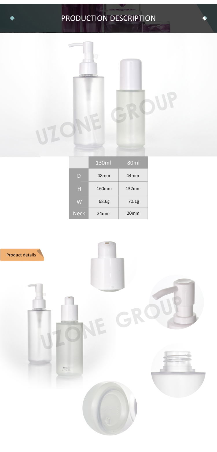 80ml 130ml Clear Plastic Lotion Bottle with Spray Cap