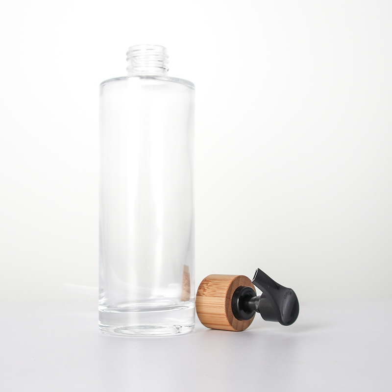 Glass Lotion Bottle with Bamboo Pump