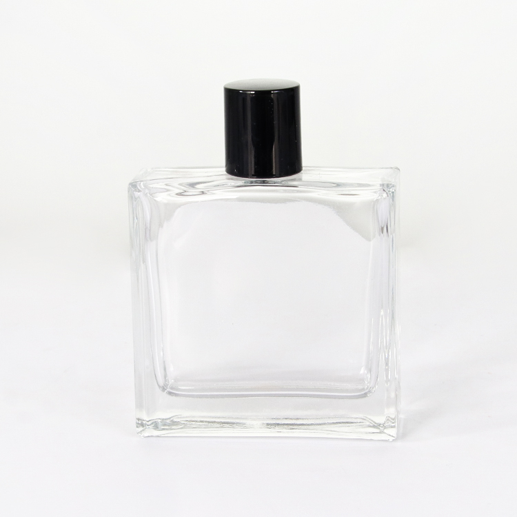 100ml rectangle perfume bottle with black lid luxury look thick bottom perfume bottle