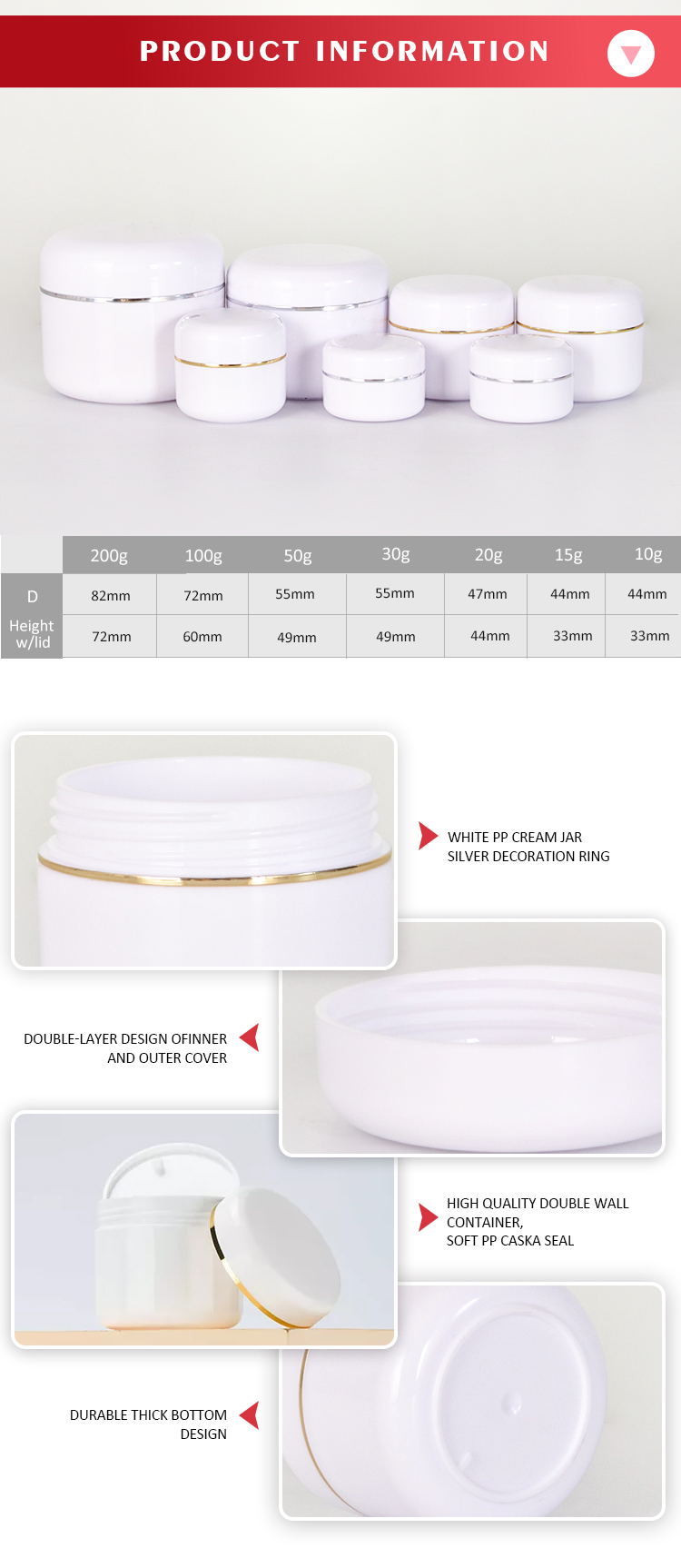 white PP cream jars series