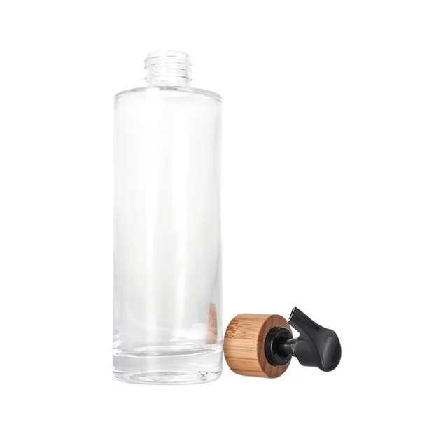 Glass Lotion Bottle with Bamboo Pump