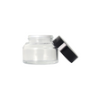 Sloping Shoulder Clear Glass Bottle with Black Lotion Pump and Lid