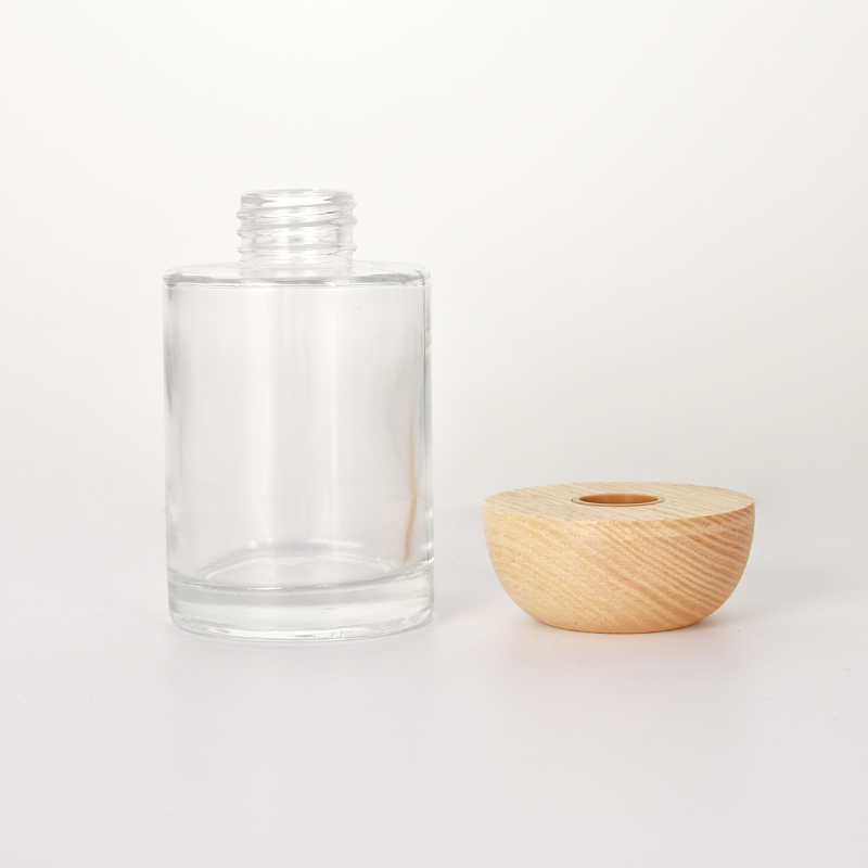 Semi-round Wooden Lid Thick Bottom Glass Reed Difusser Bottle