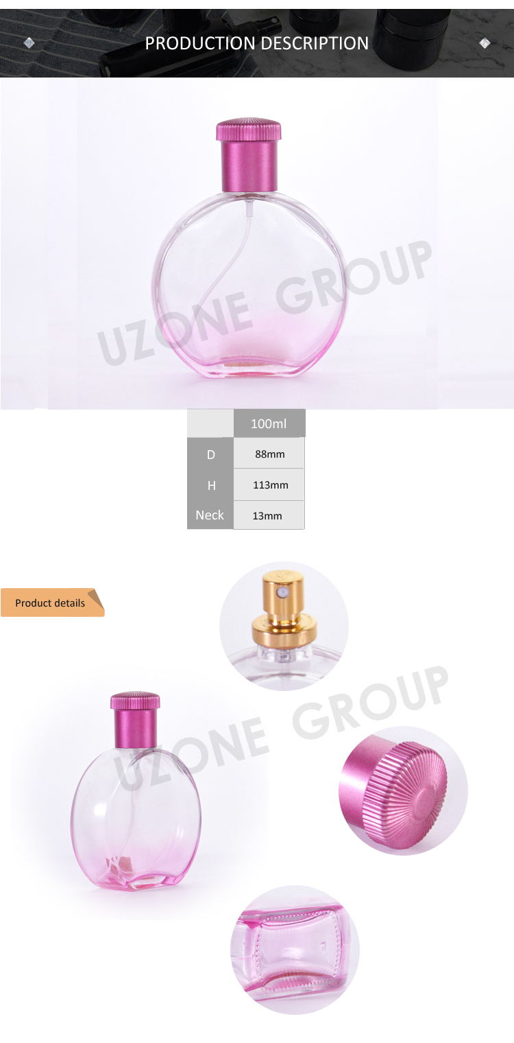 Portable Pink Miniature Perfume Spray Glass Bottle