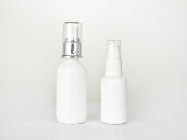 White Lotion Boston Round Glass Bottles