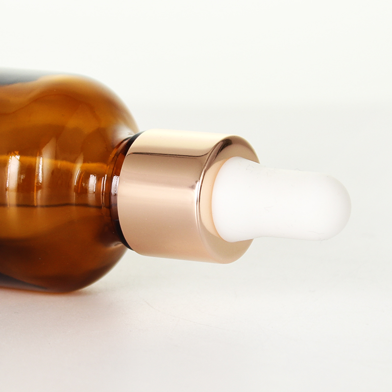  5ml 10ml 15ml 20ml 30ml 50ml 60ml 100ml Amber Skincare Glass Bottle with Golden Aluminum Dropper for Essential Oil