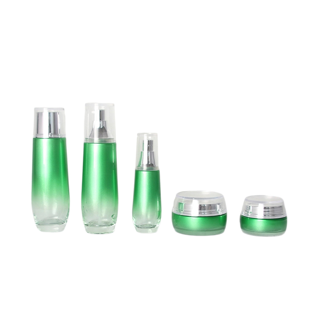 Green 100ml Glass Lotion Pump Bottle