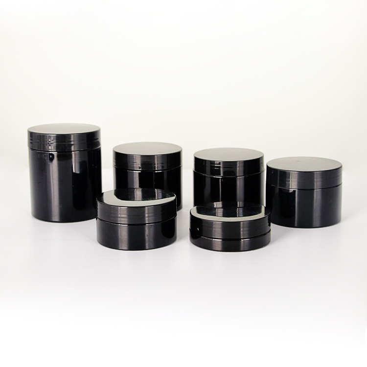 PET stock empty Plastic 100ml 120ml 150ml 200ml 250ml 300ml 500ml 8oz Black cosmetic jar for cream cosmetic packaging containers