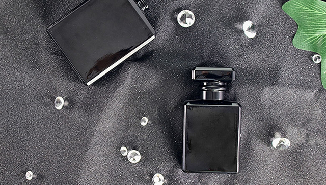  Square black glass perfume bottle