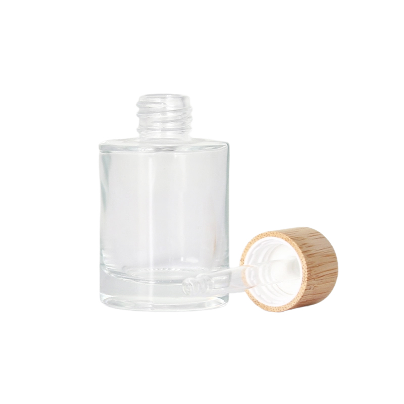 Clear Glass Bamboo Lotion Bottle with Bamboo Pump Dispenser